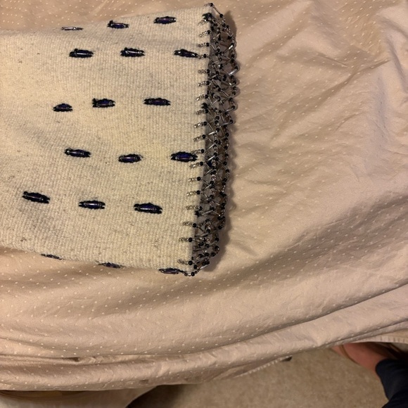 OOK Vintage Designer Wool Beaded Duster in Cream & Black - Picture 9 of 12